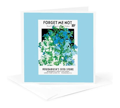 3dRose Forget Me not Dwarf Compact Roudabushs Seed Store 1 Greeting Card with envelope - size: 5.5”