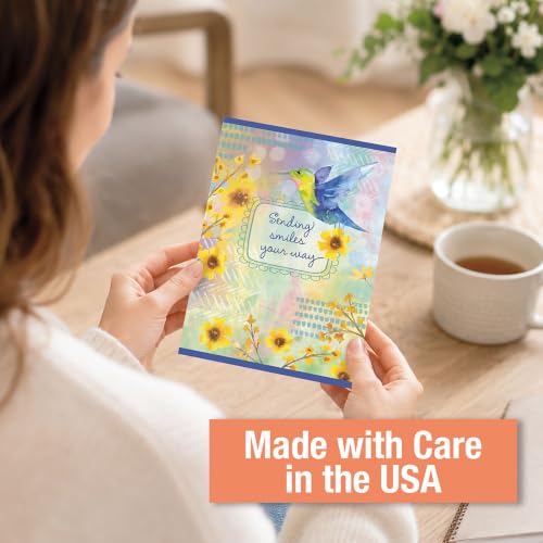Current Hummingbird Garden Thinking of You Cards with Envelopes - Assortment of 8 Greeting Cards, 4 Designs, Large 5" x 7" Thinking of You Cards for Women - style: Hummingbird