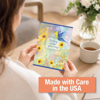 Current Hummingbird Garden Thinking of You Cards with Envelopes - Assortment of 8 Greeting Cards, 4 Designs, Large 5" x 7" Thinking of You Cards for Women - style: Hummingbird