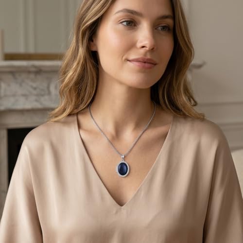 ONEFINITY Locket Necklace Photo Necklace Memorial Jewelry Gifts for Women Mom Wife - color: Blue Sandstone