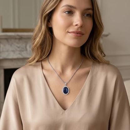 ONEFINITY Locket Necklace Photo Necklace Memorial Jewelry Gifts for Women Mom Wife - color: Blue Sandstone