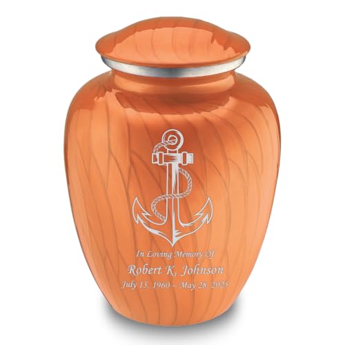Adult Personalized Anchor Cremation Urns for Human Ashes I Large Pearl Orange Funeral Urn for Men and Women I 200 lbs - color: Pearl Orange