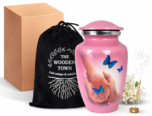 Urns Human Ashes Adult Male/Female,Creamation Urn for Human Ashes Adult Man/Women,200+ Cubic inch Capacity,Decorative Burial Urn, Funeral Cremation Urns_ Butterfly 10x6 Blush Rose Multi - color: Blush Rose Multi, size: Butterfly 10x6