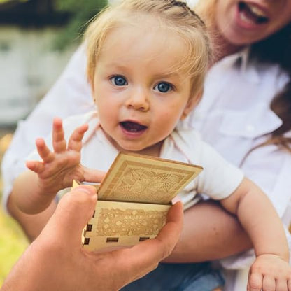 Sooharic You are My Sunshine Music Box for Daughter Son Dad Mom, Unique for Kids Vintage Engraving Wooden Music Box - style: You Are My Sunshine 1