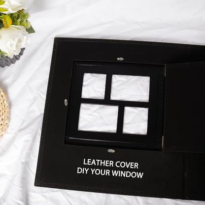 RECUTMS Photo Album 4x6 1000 Pockets Large Leather Family Photo Album Black | Extra Large Capacity, Black Page, Hold 1000 Horizontal and Vertical Photos, Anniversary Wedding Picture Book,DIY Cover Window - color: Black, size: 1000 pockets
