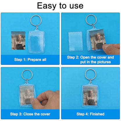 15/20 Pack Acrylic Photo Frame Keychain, Personalized Customizable Keychains, Clear Picture Keychain as Gift - color: 2.16"x 1.57"(20pack)