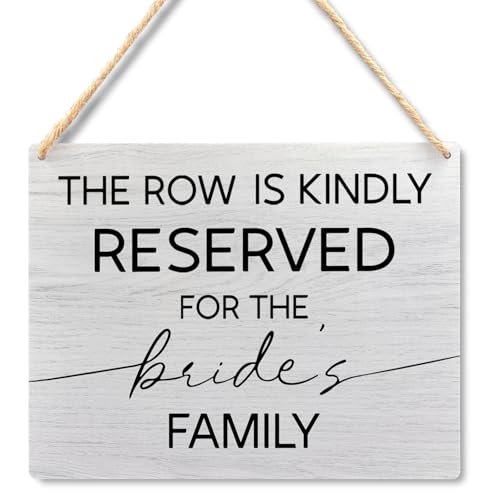 Ryeolo Reserved Row Signs for Wedding - Wooden Hanging Signs, 10.2x7.8 Inch (Brides Family) - color: Brides Family