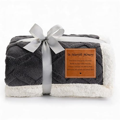 Sympathy Blanket for Loss of Loved One, Memorial Gifts for Mom Dad Grandma Grandpa, Soft Flannel Bereavement Throw, in Loving Memory Condolence Gift 50x60 Gray