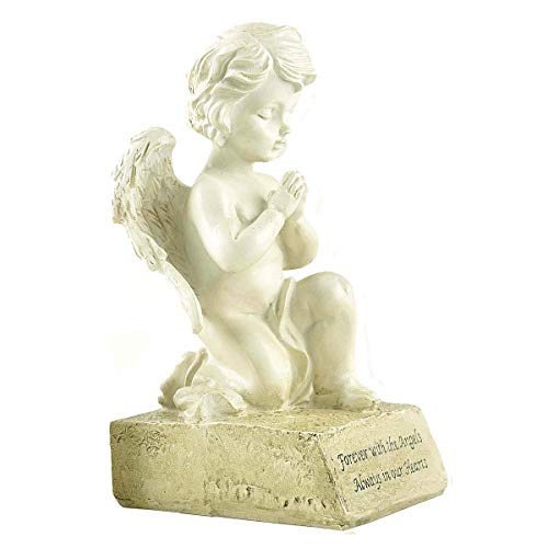 Memorial Angel Statue, 6.5 Inch Resin Sympathy Cherub Remembrance Decor | Prayerful Accent For Graves, Gardens, Shelves And Tribute Spaces - size: 6.5