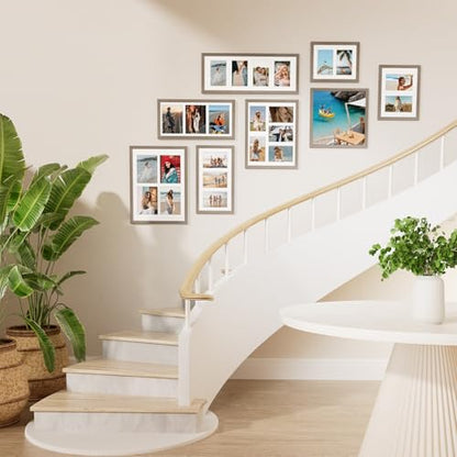 Vittanly 8.5x11 Collage Picture Frame, Displays 2Pcs 5x7 Photos - color: Light Taupe, size: 8.5x11