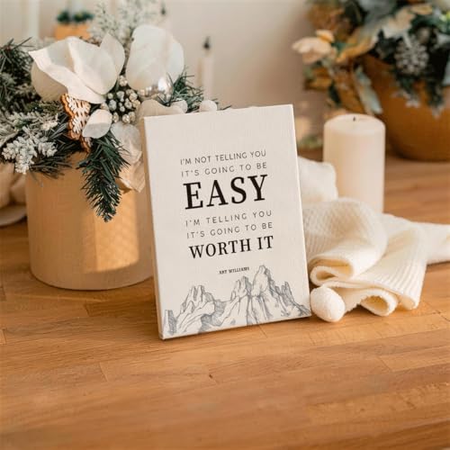 RTVJTERQ Inspirational Quote Canvas Wall Art, It's Going to Be Worth It Motivational Print, Thoughtful Encouragement Gift for Friends, Sketch Mountain Design, Gallery Wrapped 8x10 Inches - color: Quote 17