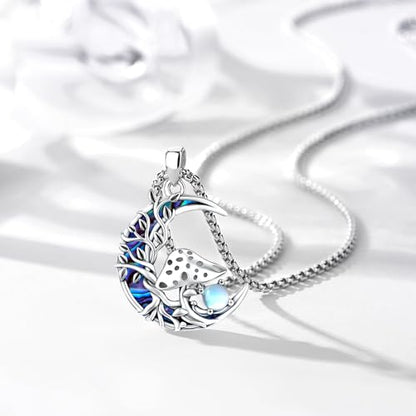 Sterling Silver Tree of Life Necklace for Women Oval Family Tree Necklace Abalone Shell Moonstone Pendant Mother Day Necklace for Mom Tree of Life Jewelry - style: Tree of Life-Mushroom-Moonstone