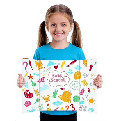 3 Pack Medium Trifold Poster Board, 24 x 16inches Poster Board with Double Sided Tapes and Cardboard, Corrugated Presentation,Science Fair Display Boards for School Project, Science Fair, Business - style: White-3 Pack-A
