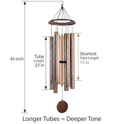 HOHIYA 44" Large Outdoor Wind Chimes Deep Tone Aluminum Black - size: 44inch Copper Vein