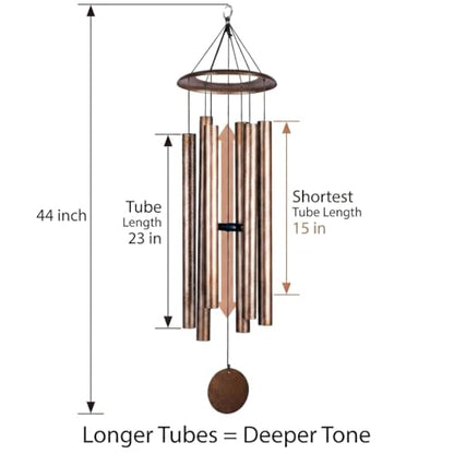 HOHIYA 44" Large Outdoor Wind Chimes Deep Tone Aluminum Black - size: 44inch Copper Vein