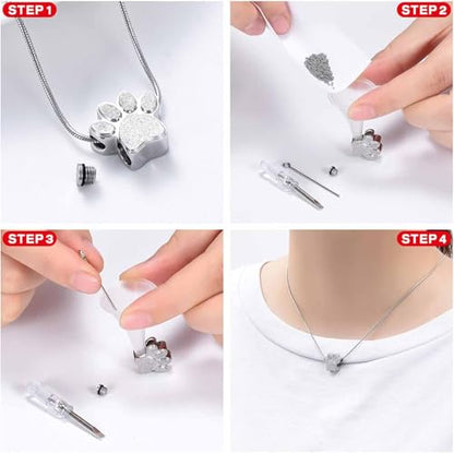 zeqingjw Pet Cremation Jewelry for Ashes Pendant Paw Print Pet Heart Urn Necklace Memorial Keepsake Jewelry for Pet/Dog's/Cat's Ashes - color: Paw-Silver