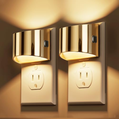 L LOHAS LED Night Lights Plug into Wall, Dimmable Night Light 2 Pack | Plug in Night Light with 3 Level Brightness, 3000K Soft White, Gold Housing - color: Gold