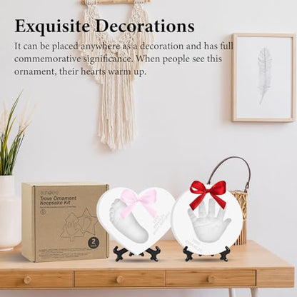 Baby & Pet Handprint Footprint Paw Print Keepsake Kit – Non-Toxic Air-Dry Clay, Makes 2 Ornaments, Perfect for Twins, Newborn, Dogs, Cats, Baby Shower, New Mom & Pet Memorial Gifts