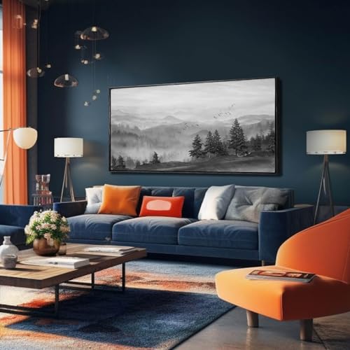 Canvas Wall Art Forest Wall Art Tree and Bird Pictures Framed Artwork for Living Room Bedroom Kitchen Office Wall Decor 24x48 Inch - color: Black, size: 48"L x 24"W