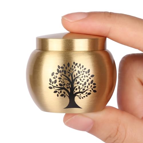Small Urns for Human Ashes Keepsake Set of 1,Mini Urns for Ashes Made of Brass,Mini Tree of Life Urn for Pet Cremation,Hold Up to 2.3 Cubic Inches - size: 1.6''x1.4'',1pc
