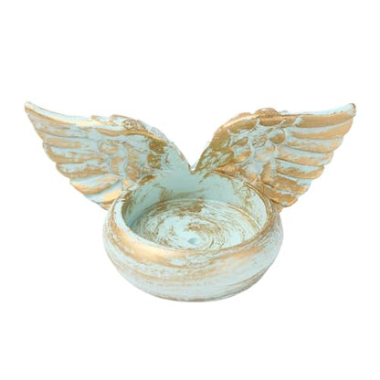 1Pcs Angel Wings Candle Holder Green Angel Wings Tealight Candle Holders Resin Votive Candle Holder Prayer Candle Holder Memorial Gifts for Family Desktop Decorative Tree Candles
