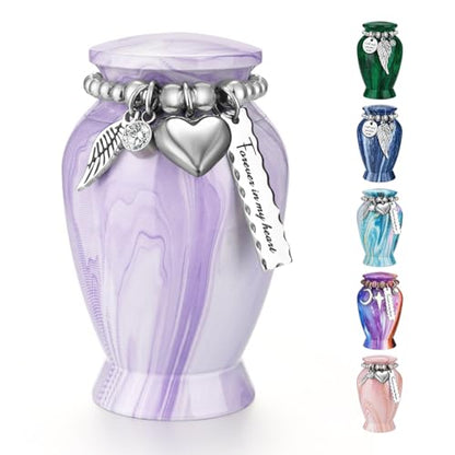 Abooxiu Small Urns for Human Ashes Keepsake 2.85 Inches Mini Urns for Ashes Memorial Small Cremation Urn Ash Keepsake Urns Mini Funeral Burial Decorative Urn for Adult Males Females Pets, Purple