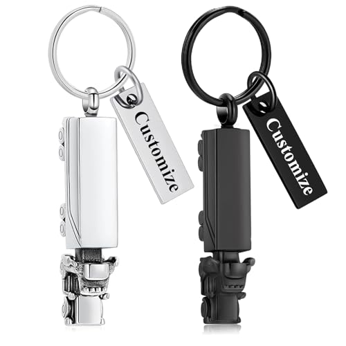 shajwo Cremation Jewelry 18 Wheeler Semi Truck Urn Keychain for Ashes for Women Men Memorial Human Ashes Pendant - color: Customize