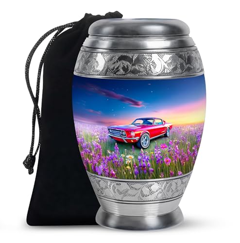Car Decorative Urn for Mother and Father, Blue Urn for Adult Male and Female, Large 10-inch Purple Cremation Urns for Ashes for Women, Flowers Funeral Burial Urns for Human Ashes Women and Men - color: Car-1, size: 10-inch