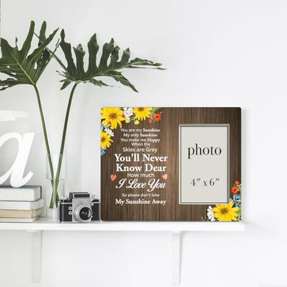 Dumyum You Are My Sunshine Wood Photo Frame Gifts for Mom Grandma Nana Wife | Sunshine Gifts for Women Friends, 8 x 10 Picture Frame for 4 x 6 Inches Photo - color: You