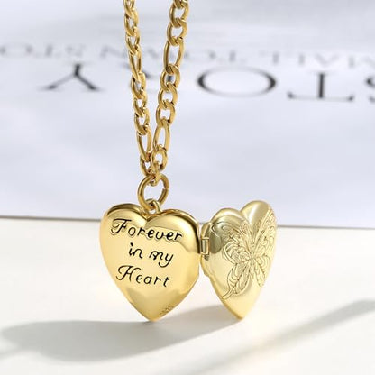 TUGHRA Mother's Day Gifts Gold Locket Necklaces for Women, 925 Sterling Silver Heart Photo Lockets Memorial Keepsake Jewelry Gift for Mom, Wife, Daughter - style: 1226-Butterfly