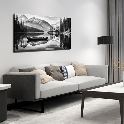 JuhaiArt Landscape Wall Art Black Wall Art Print for Office - color: Black, size: 48"L x 24"W