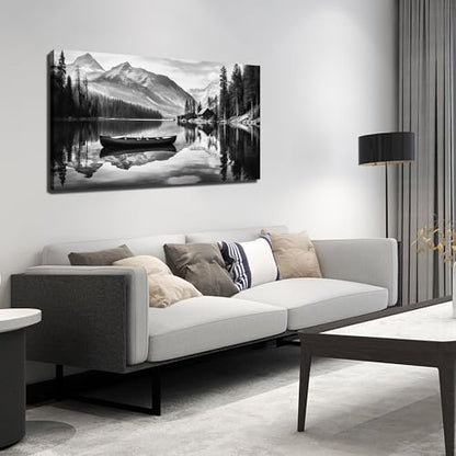 JuhaiArt Landscape Wall Art Black Wall Art Print for Office - color: Black, size: 48"L x 24"W