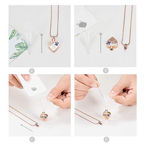 memorial jewelry No Longer by My Side,But Forever in My Heart Carved Locket Cremation Urn Necklace for Pet Dog Cats - color: RoseGold-Blue