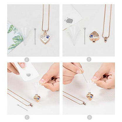 memorial jewelry No Longer by My Side,But Forever in My Heart Carved Locket Cremation Urn Necklace for Pet Dog Cats - color: RoseGold-Blue