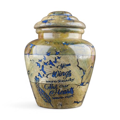 Cremation Urn for Pets Ashes Adult - Wooden and Resin Urns for Dog Ashes Box for Cats - Decorative Urns - Burial and Funeral Box (Angle Wings, Small - 20 lbs) - color: Angle Wings, size: Small - 20 lbs