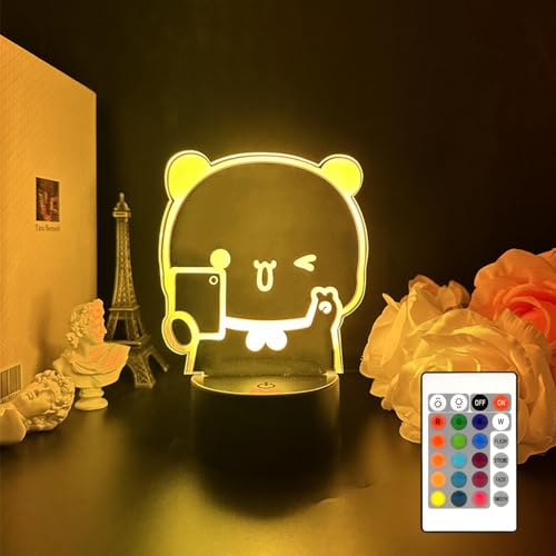 Bear Shaped 3D Night Light Gifts, Cartoon Table Lamp with Remote Control Gifts for Girls Birthday Christmas Valentine - color: led light 2