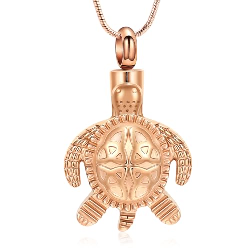 Sea Turtle Urn Necklace for Ashes Celtic Knot Cremation Jewelry for Women Men Stainless Steel Memorial Necklaces Ash Holder for Human Pets Keepsake Jewelry for Loved Ones with Fill Tool - color: Rosegold