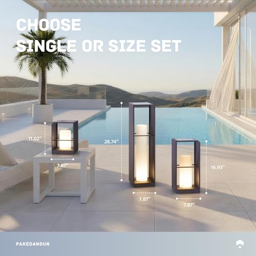 Solar Outdoor Table Lamp LED, IP65 Waterproof Tabletop Lamps | Dimmable Outdoor Solar Lanterns with Remote Brightness & Timer Control, Smart Tabletop Lights Dusk to Dawn for Patio Outside - size: Small-11.02"H