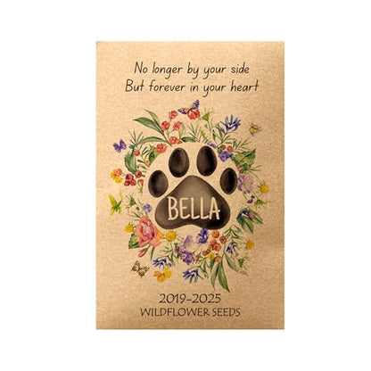 Custom Garden Memorial Gift Box - Celebration of Life Funeral Favors for Guests - Cat Dog Lover Memorial Seed Favors - Prefilled Seed Packets - Ready to Give - Pack of 50