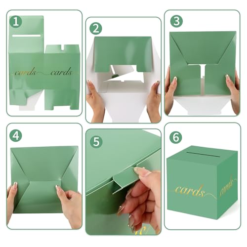 Green Card Box Gold Foil Wedding Favors Gift Card Boxes Post Box Receiving Money Box Holder for Wedding Reception, Baby Showers, Anniversary, Birthday Party, Retirement, Graduation Envelope Holder - color: Green and Gold