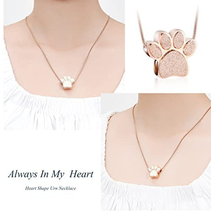 zeqingjw Pet Cremation Jewelry for Ashes Pendant Paw Print Pet Heart Urn Necklace Memorial Keepsake Jewelry for Pet/Dog's/Cat's Ashes - color: 2PCS Paw Print