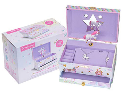 Jewelkeeper Jewelry Box for Girls with Drawer - Spinning Unicorn Doll to The Beautiful Dreamer Tune Music Box - Little Girls' Jewelry Set Includes Unicorn Bracelet and Necklace - 5Dx7Wx4H Inches