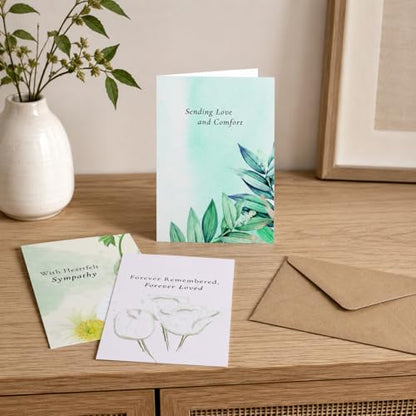 Sympathy Cards with Envelopes, 18 Pack Assorted Watercolor Condolence Cards