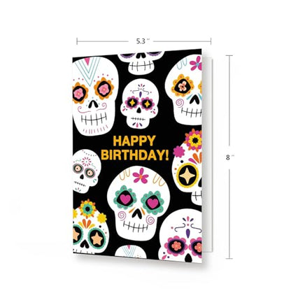 ICOOLYI Halloween Sugar Skull Birthday Card, Funny Birthday Cards for Her Him, friend birthday card, Spooky Skull Birthday Card - color: WY-075