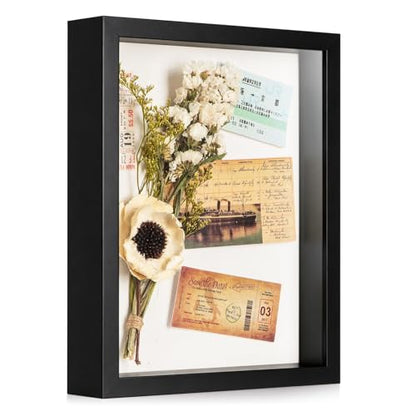 8x10 Shadow Box Frame with Ultra-Clear Glass & Soft Linen Back - color: Black+high Definition Panel + Shatter-proof Packaging, size: 8x10