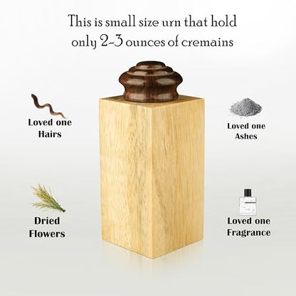 ZIYA Wooden Small Urns for Human Ashes Keepsake Miniature Urn Box for Human Ashes Adult Male Female Mini Memorial Cremation Pet Urns for Dog Cat Ashes Sharing Urn with Gift Case, Bag and Funnel - size: 1 Keepsake