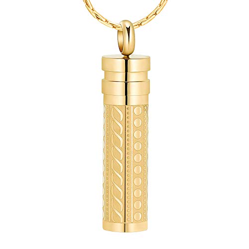 constantlife Cremation Jewelry for Ashes Openable Pill Case Urn Necklace Keepsake Perfume Memorial Pendant Locket Charm Accessories - color: Golden