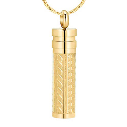 constantlife Cremation Jewelry for Ashes Openable Pill Case Urn Necklace Keepsake Perfume Memorial Pendant Locket Charm Accessories - color: Golden