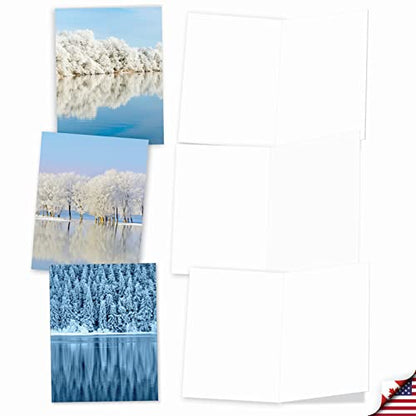 The Best Card Company - Box of 10 All Occasion Cards Blank (4 x 5.12 Inch) - Scenic Landscape Cards Assorted - Tree-flections AM6134OCB-B1x10-NB - style: Tree-flections