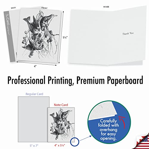The Best Card Company - 10 Bird Note Cards Blank (4 x 5.12 Inch) - All Occasion Cards with Envelopes, Boxed Set - Wing Notes M6475OCB - style: Wing Notes